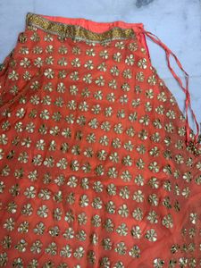 Embroidered Orange Lehenga