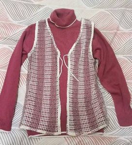 Vintage Knit Vest with Tie Front