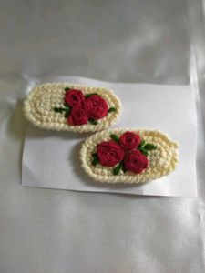 Handmade Embroidered Rose clip