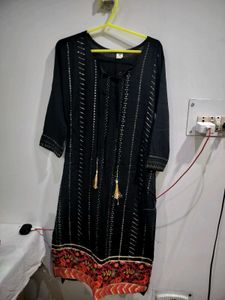 Black Embroidred Party Wear Kurta And Sharara Set