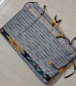Stylish Grey Saree with Black Stripes