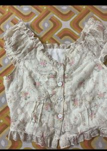 Floral button top