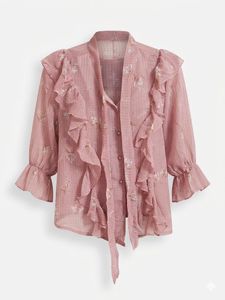 Chic Pink Floral Ruffle Blouse
