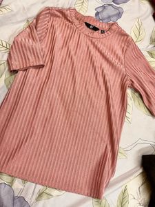 Ribbed Pink Short Sleeve Top