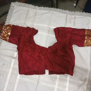 Red Maroon Golden Gota Border Blouse