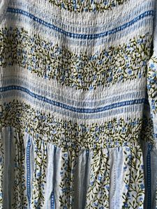 Brand New Zudio Boho Blue Floral Smocked Dress