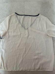 Shein V-Neck Sheer White Tunic Top