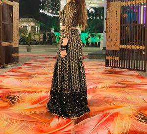 Sparkling Black &amp; Gold Lehenga Choli