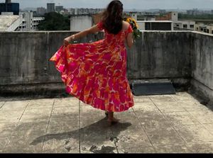 Vibrant Pink Floral Maxi Dress