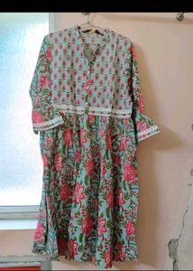 Light Blue Floral Print Kurta