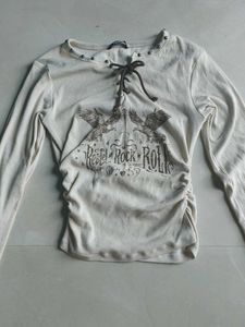 Rock & Roll Graphic Lace-Up y2k Top