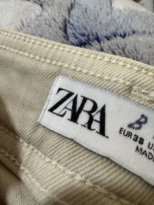 ZARA High-Waisted Party Cream Denim Jeans