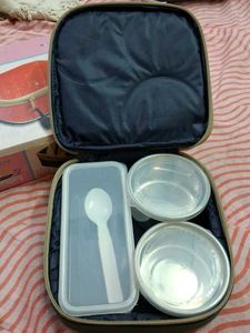 square lunch box with pouch
