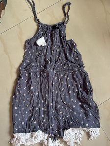 Boho Grey Romper with Tassels
