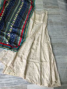 Cream Gown With Heavy Dupatta
