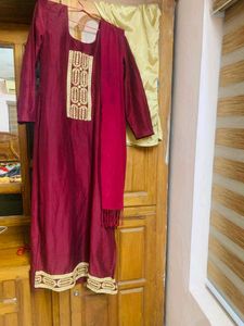 Elegant Maroon Embroidered Fabric