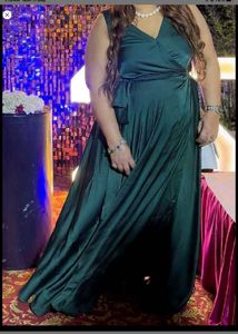 wrap dress Elegant Emerald Green Maxi Dres