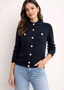 black Pearl Button Cardigan