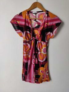 𝄞⨾💿✮˚.⋆Retro Floral Print V-Neck Tunic Top