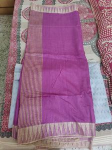 Beautiful Purple Saree with Golden Border