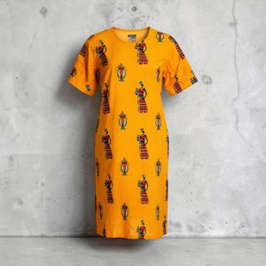 Bright Yellow Printed Midi Dress