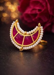 Crescent Moon Red Gem Ring