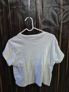 White Graphic Crop Top