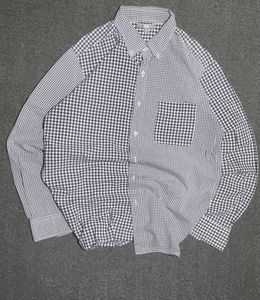 Men's Patchwork Gingham Button-Down Shirt