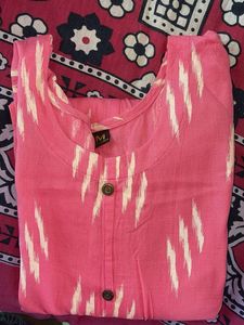Pink Ikat Print Kurta with embroidery plazzo