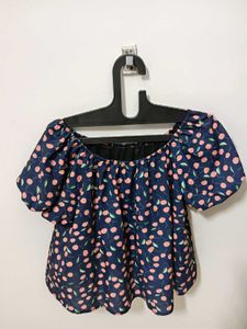 Cute Cherry Print Off-Shoulder Top
