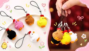 2 Random colour Cute Crochet Chicken Charms