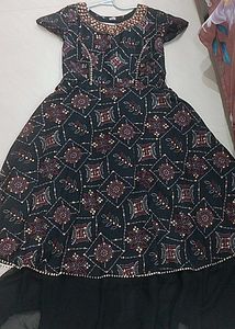 Elegant Black Frock with Embellished Neckline