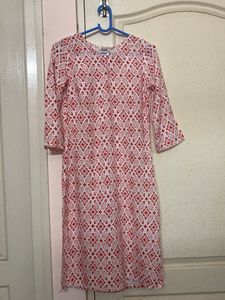 WHITE & RED DAILY WEAR KURTA