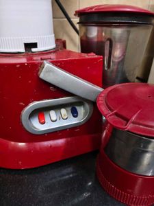 Red Mixer Grinder with Multiple Jars