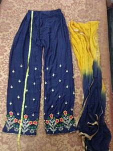 Yellow Kurta with Palazzo and Dupatta Set