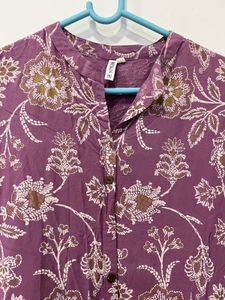 Purple Floral Print Kurta