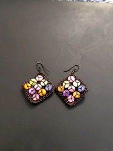 Boho Beaded Square Danglers
