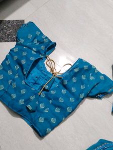 Blue Printed Saree with blouse