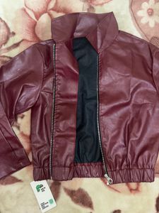 Burgundy Faux Leather Jacket