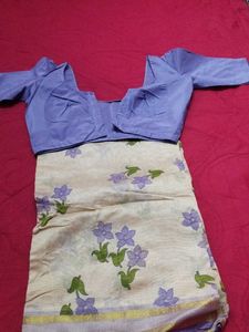 Cream Floral Saree