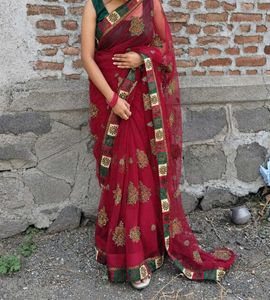 Embroidered Net Saree