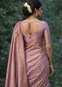 🌷Elegant Lavender Silk Saree With Blouse🌷