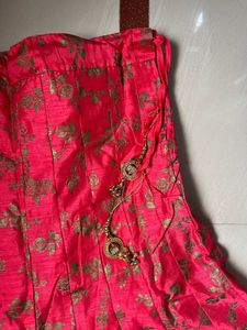 Elegant Pink &amp; White Embroidered Lehenga Choli