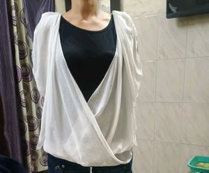 Designer/Flowy White with black skinny top