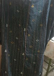 Elegant Striped Kurta with Embroidered Motifs