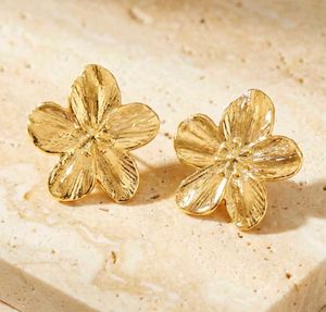 Anti Tarnish Gold Flower Stud Earrings