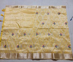 Elegant Yellow Silk Saree with princess cut blouse