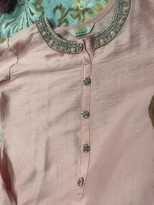 Elegant Pink Kurta Set with Embellishments