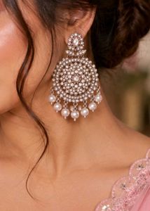 Elegant Silver Pearl Chandelier Earrings