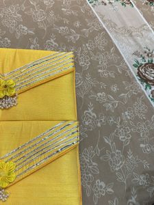 Set of 2 Yellow Embroidered Haldi Clutches